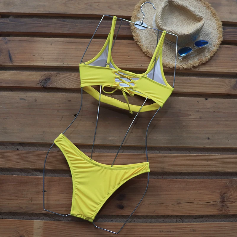 Riseado Cut Out Bikinis Set 2020 Swimwears Women Swimsuits High Cut Bikinis Sexy biquini Strap Beachwear Lace Up Bathing Suit