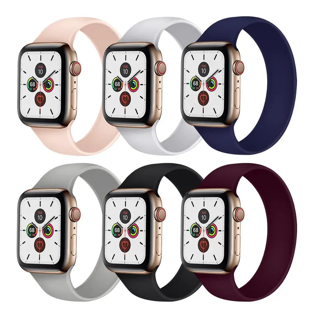 

Suitable for boys and girls apple apple watch1/2/3/4/5 generation silicone strap monochrome silicone elastic band