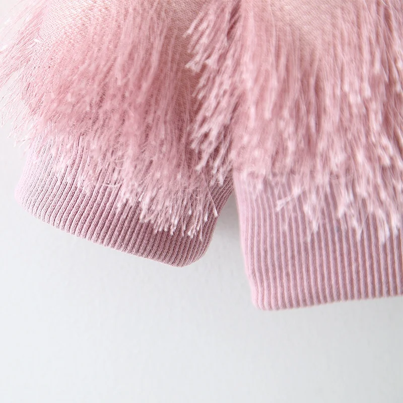 Модный теплый зимний детский бархатный пуловер с кисточками для маленьких девочек верхняя одежда, Топы, Толстовки S9856
