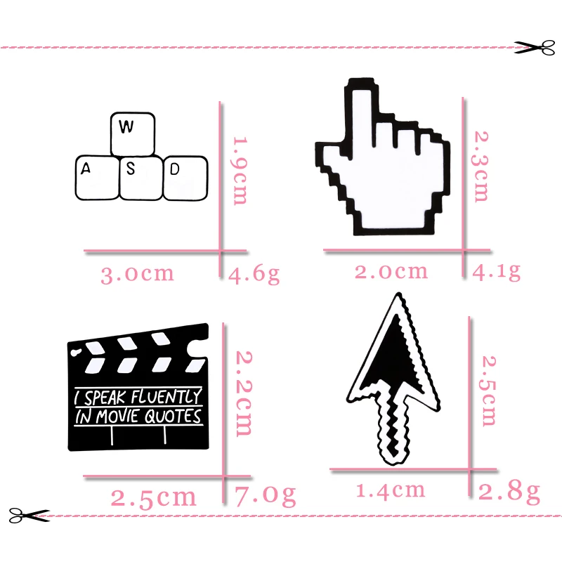 Минимализм метка булавки рабочие Броши кино доска компьютерная клавиатура указатель рюкзак с эмалевыми вставками булавка для мужчин и женщин ювелирные значки подарки