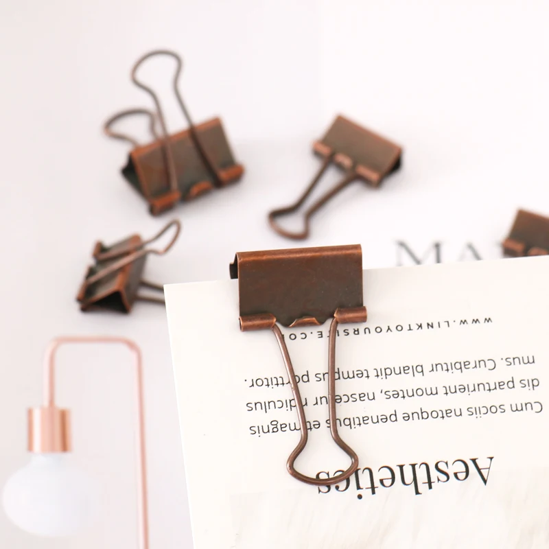 Clip retrò in bronzo Clip multifunzionale a coda di rondine Clip per carta da ufficio Clip per raccoglitori Raccoglitori Accessori per ufficio Materiale Oficina - immagine 3