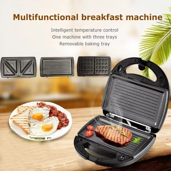 

3 in 1 Multi-function Waffle Maker Heating Electric Baking Pan Steak Maker Breakfast Maker Sandwich Maker EU/UK/AU Plug
