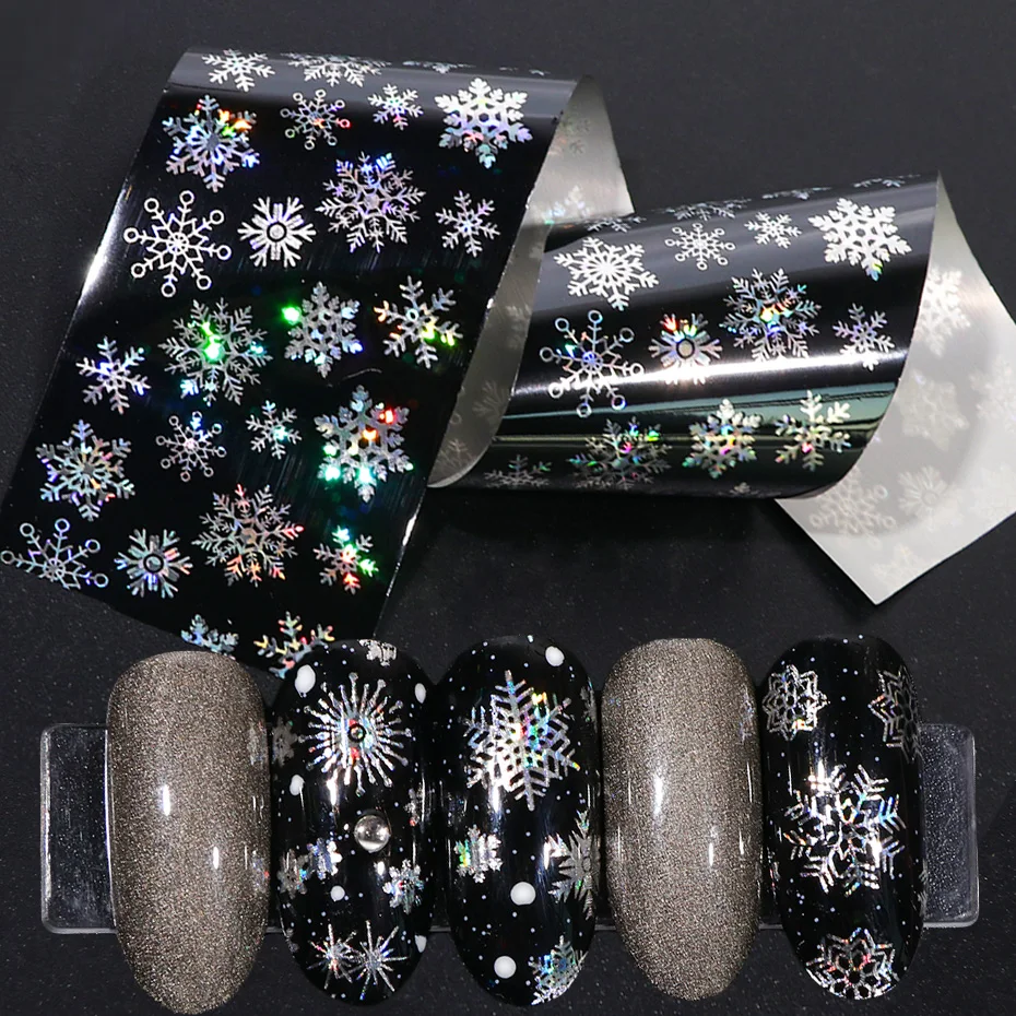 

5pcs Holographic Snowflakes Nail Art Foils Transfer Stickers Christmas Decorations For Nails Sliders Decals Manicure Wraps TR751