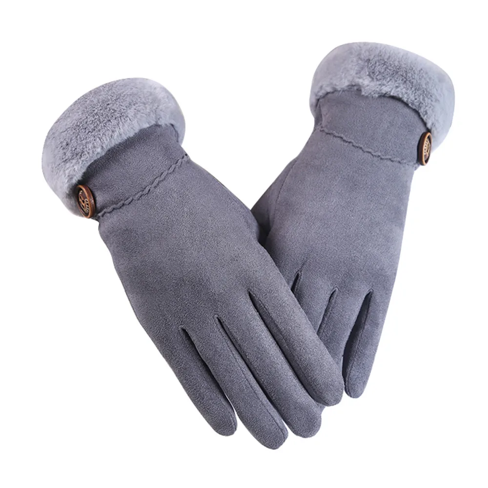 Women Winter Thermal Gloves Unisex Vintage Solid Fur Twist Gloves Wool Women Winter Keep Warm Hand Gloves Gifts Mittens guantes - Color: B