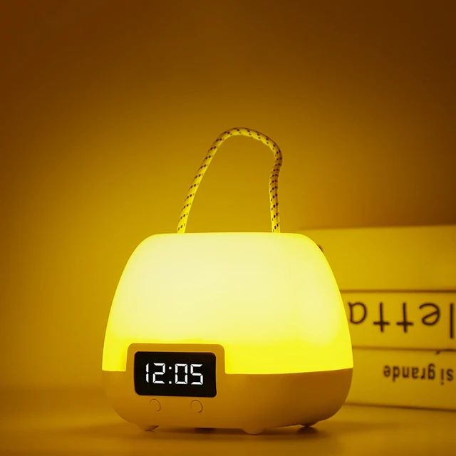 Remote Control Desk Lamp USB Charging Digital Display Clock LED Bedroom Bedside Nightlight Dimmable Home Decorations 5