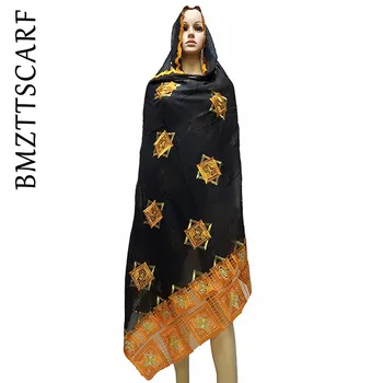 

New African Women Scarfs 100% Cotton Big Size Muslim Hijab Scarf Embroidery Scarf with Rhinestones Shawls Wraps BM985