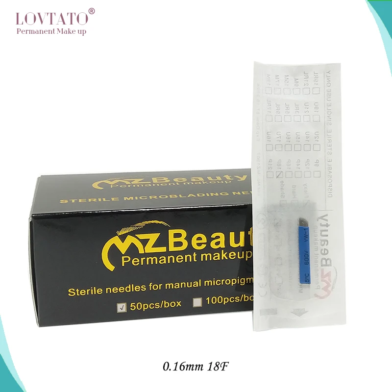 

18Flat Dia 0.16mm nanao microblading needles cosmetics permanent makeup pen needle MZ Beauty tattoo agulha LOT No. EXP Day 50pcs