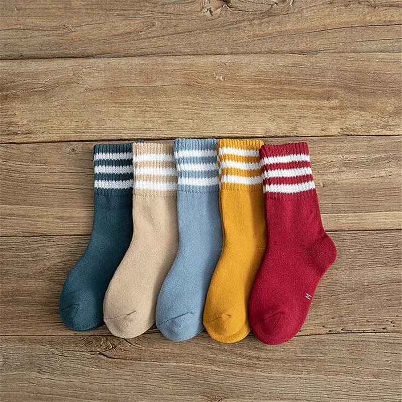 5 пар носков в году, осенне-зимние детские носки для мальчиков и девочек хлопок, утолщенные детские носки мод милый мультфильм мягкий детский носок От 1 до 12 лет - Цвет: A88-18