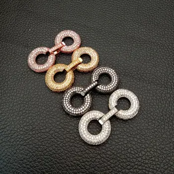 

Cubic Zircon Micro pave 8 shape clasp 18x40mm golden plated