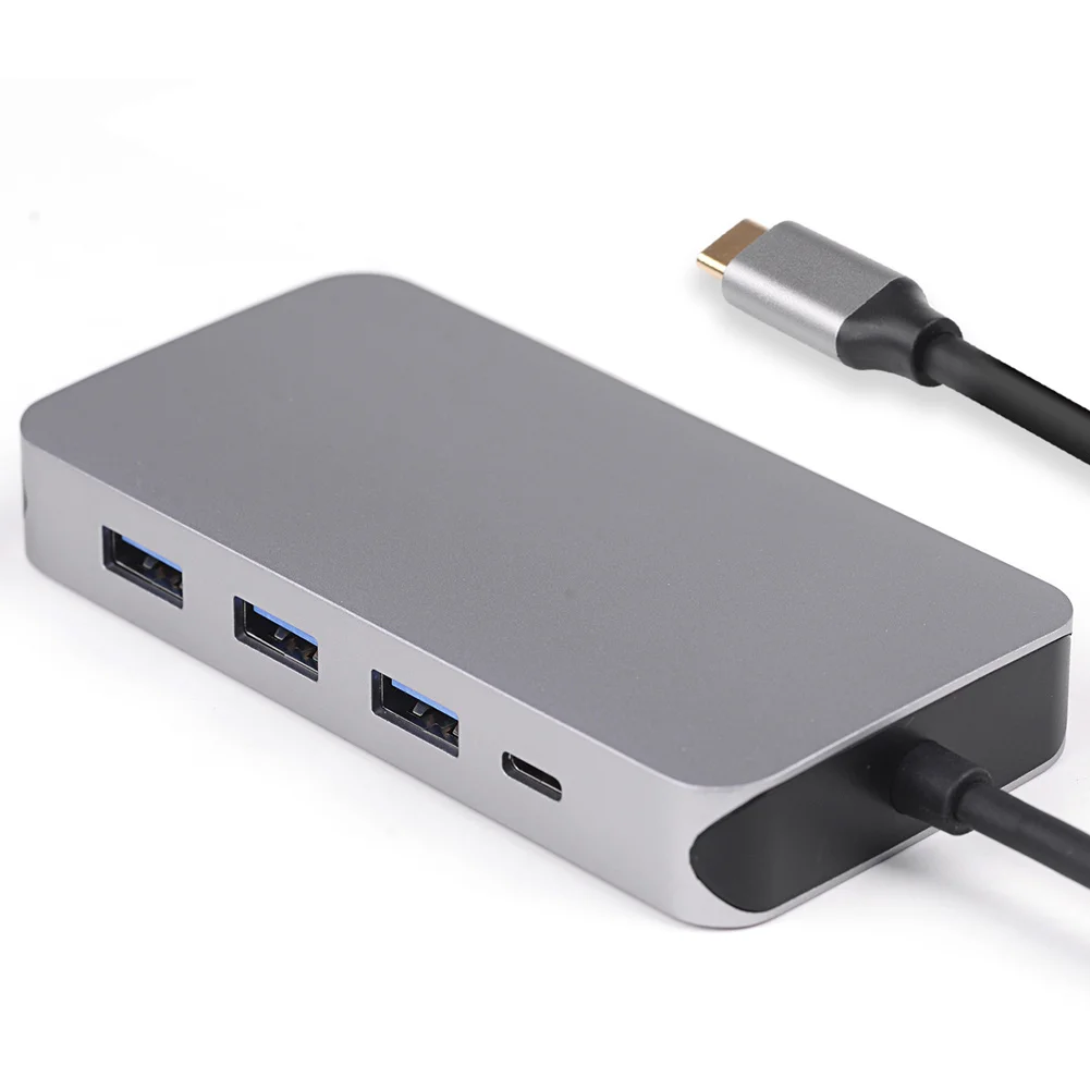 9 в 1 Многофункциональный узловой центр 9 портов USB3.0 type-C HDMI прочный концентратор EM88