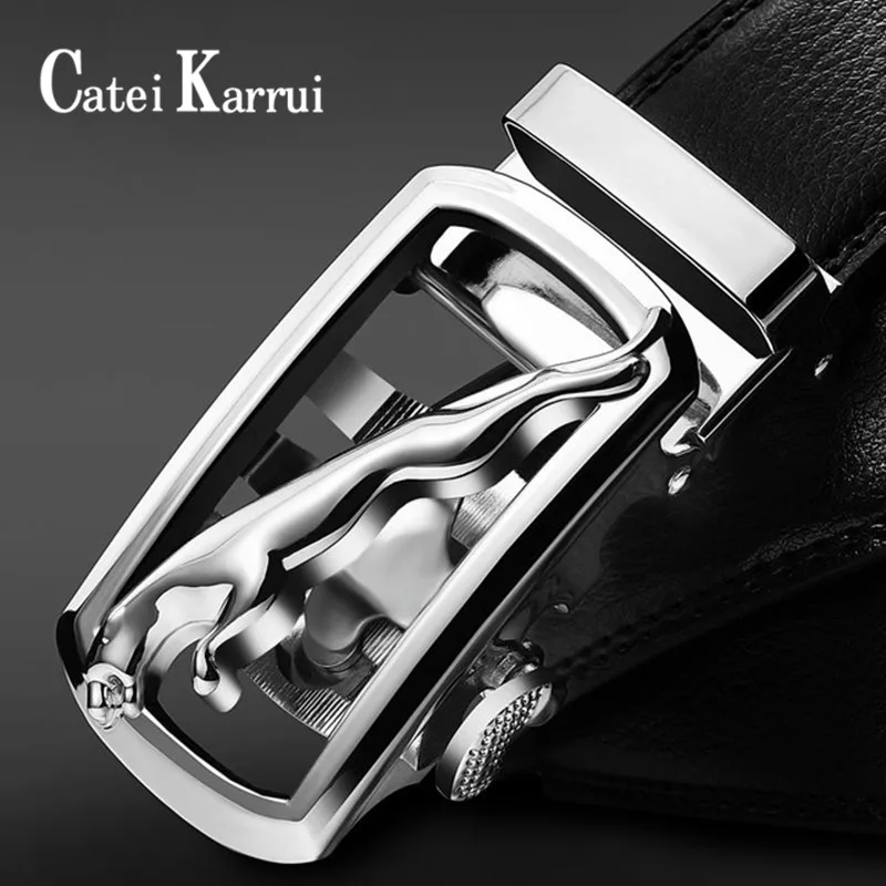

Catei Karrui Men's Comfort Genuine Leather Ratchet Dress Belt with Automatic Click Buckle High Quality Cow Genuine Leather Belt