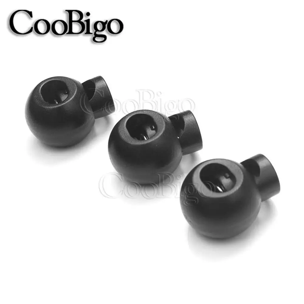 

5pcs Plastic Round Ball Cord Lock Stopper Black Toggles Clip For Backpack Sportswear Garment Shoelace Rope DIY Accessories