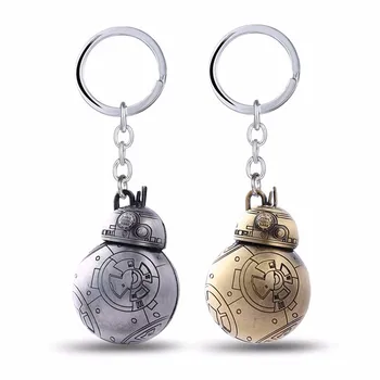 

10pcs Movie Star Wars BB8 Key Chain The Force Awakens BB-8 R2D2 Droid Robot Keychain Action Figure Stormtrooper Metal Keyring