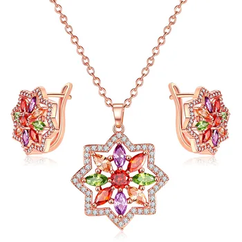 

turquoise necklace jewelry rose gold Six-pointed star zircon two piece set long Name necklace Statement necklace Ambe JS0146