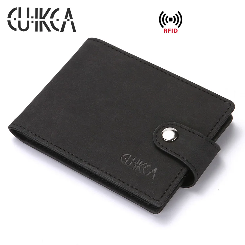 

CUIKCA RFID Wallet Nubuck Leather Wallets Hasp Slim Wallet Card Wallet Business License Card Case ID & Credit Card Holders