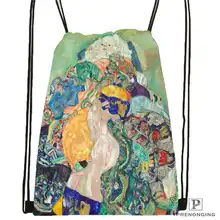 Custom Gustav_Klimt@ 3 походная сумка на шнурке милый рюкзак для детей(черная спинка) 31x40 см#20180611-02-98