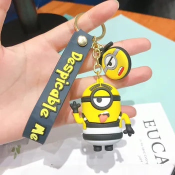

2020 New Mini Yellow Cartoon Key chain Pendant Key ring Decoration Creative Gift Key Accessories Wholesale Minions Key chains