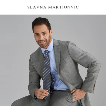 

Slavna Martinovic2020 Autumn And Winter Dress Groom Casual Hemp Gray Men's Suit Customization Gentleman Style Custom Made Men