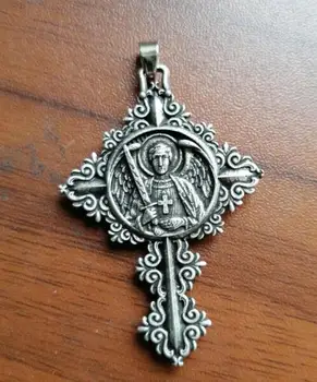 

New Cross With Patterns Archangel Michael Pendant Necklace Saint St. Michael Archangel Shield Prayer Medal Jewelry 12pcs