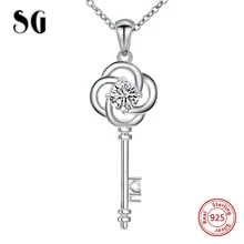 Thật 2018 Bạc 925 Khóa Mặt Dây Chuyền Dây Chuyền Vòng Cổ Đính Đá Cubic Zirconia Tự Làm Trang Sức Thời Trang Làm Cho Nữ Quà Tặng(China)