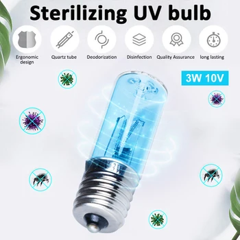 

E17 UVC Ultraviolet UV Light Tube Bulb 3W Disinfection Lamp Ozone Sterilization Mites Lights Germicidal Lamp Bulb