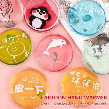 

1 Pcs Mini Winter Reusable Gel Hand Warmer Transparent Cute Word Print Instant Heating Pack Warmer Hot Water Bags Color Random