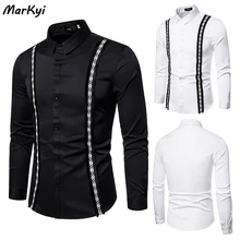MarKyi 2020 new patched shirt social plus size s-5xl good quality luxcry slim fit long sleeve party shirts male MarKyi 2020 new patched shirt social plus size s-5xl good quality luxcry slim fit long sleeve party shirts male