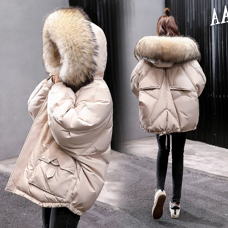 

Down Jacket Cotton-padded Clothes Women's 2019 New Style Large Fur Collar Short Dongdaemun Short-height Winter Fashion Cotton-pa