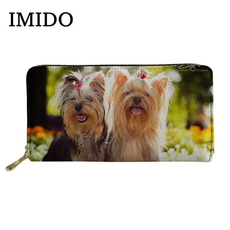 IMIDO Schnauzer кожаный длинный женский кошелек на молнии роскошный брендовый дизайнерский Футляр для карт для путешествий модный кошелек пользовательский кошелек