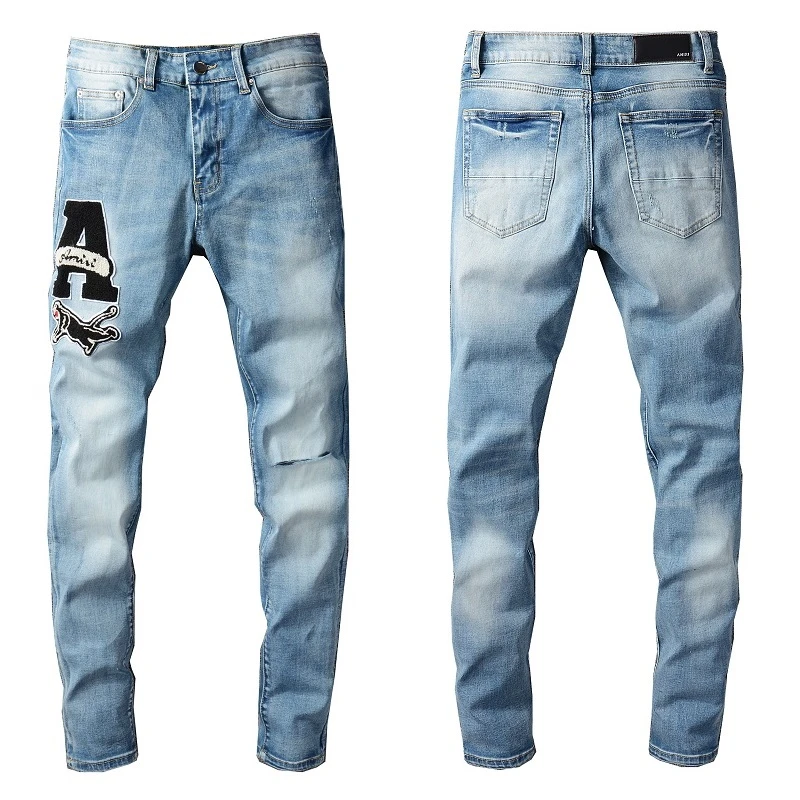 Pantalones vaqueros elásticos ajustados de algodón para Jeans masculinos de alta calidad con bordado de Emir, con agujeros, de marca|Pantalones vaqueros| - AliExpress