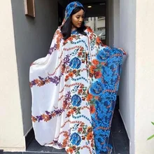 Новые модные европейские Печатные шифоновые мусульманские платья больших размеров свободные Дашики бубоу африканские платья для женщин