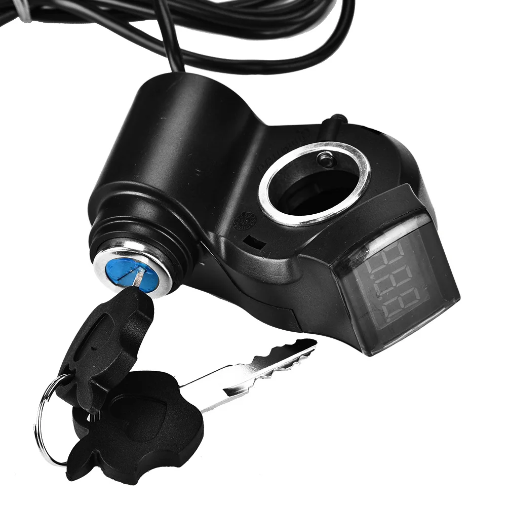 

12V-99V Electric Bike Half Wrist Throttle Grip Handle LED Display Indicator/Lock Key Knock Half Twist Throttle