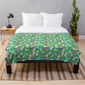 

Vintage Feathers Emerald Throw Blanket Soft Sherpa Blanket Bed Sheet Single Knee Blanket Office Nap Blanket