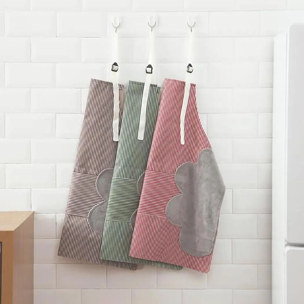 3 color apron Durable Reusable Waterproof Striped Print Home Kitchen Apron