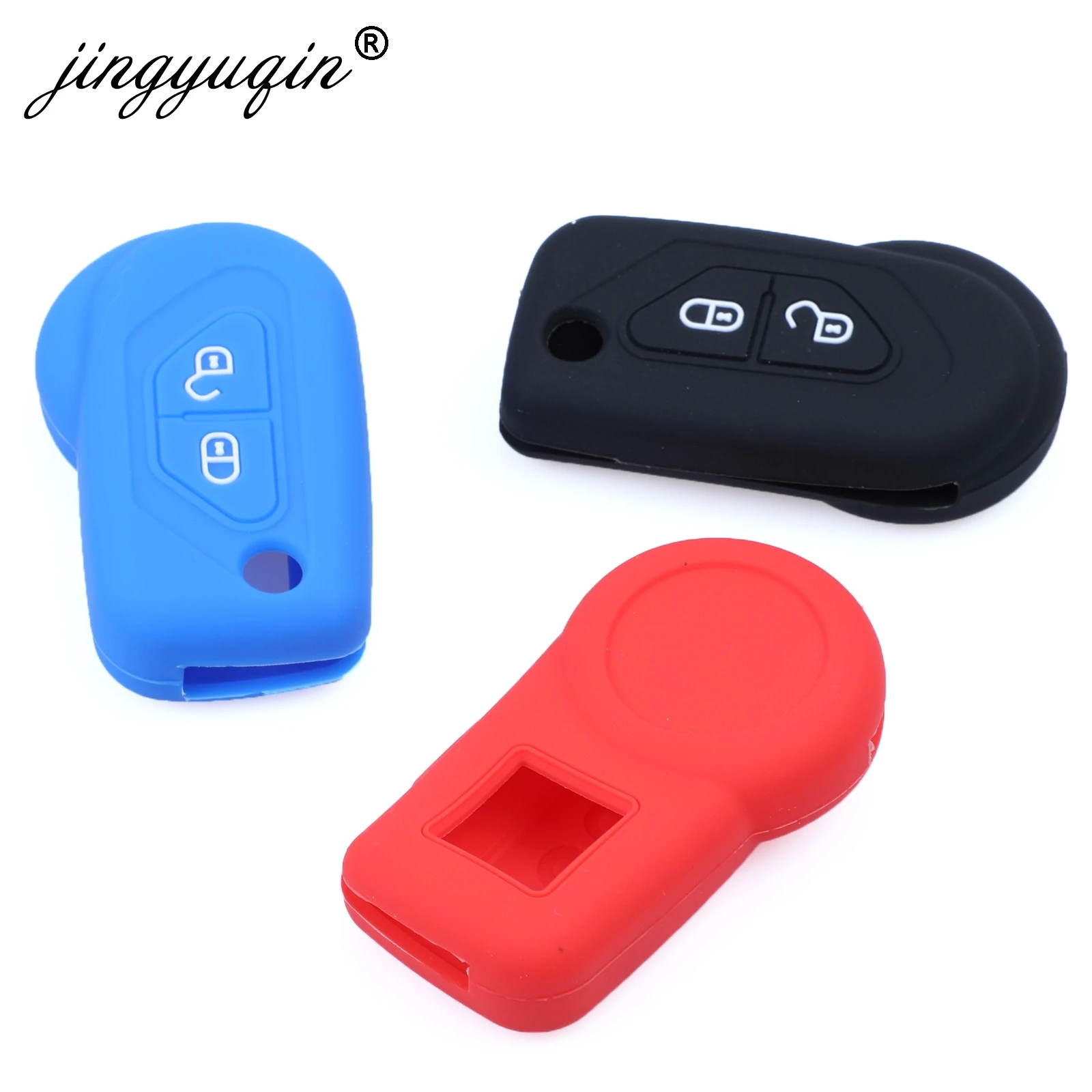 

jingyuqin Rubber Skin Key Case for Citroen DS3 peugeot Silicone Flip Key Cover Protector Holder