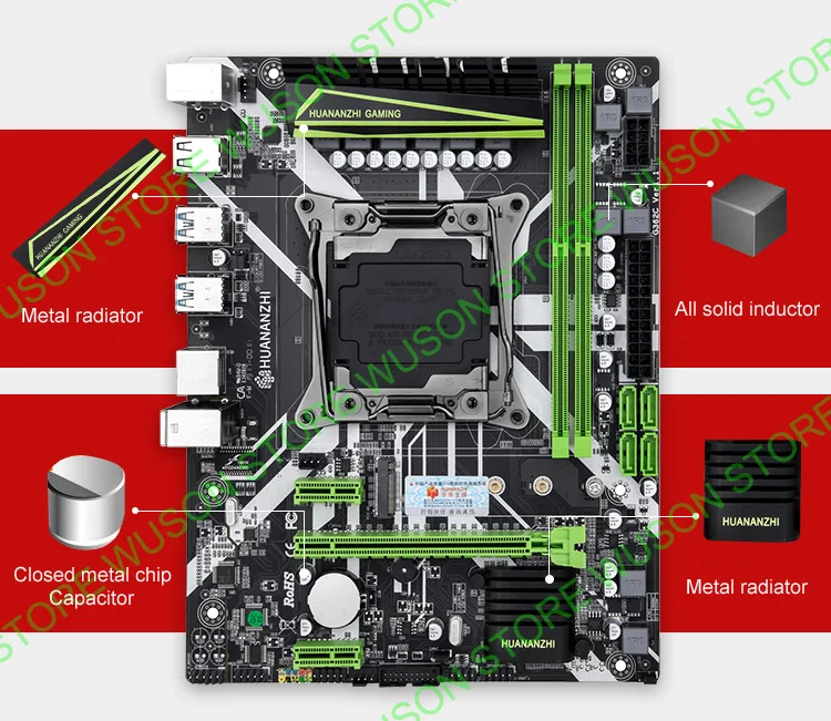 Бренд HUANANZHI X99 LGA2011-3 материнская плата комплект X99 материнская плата с M.2 NVMe Слот Процессор Xeon E5 2695 V3 ram 32G(2*16G) 2400 DDR4