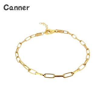 

Canner 925 Sterling Silver Ins Paper Clip Chain Bracelets for Women Silver/Gold Bracelet Femme Jewelry Bransoletka Bracelet