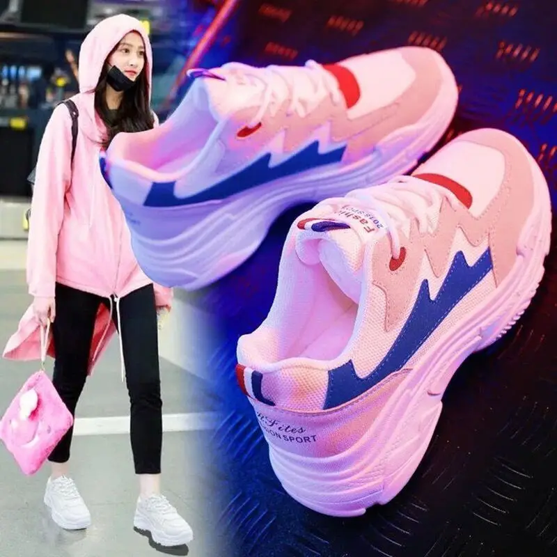 

Dad Shoes Student Korean-style Athletic Shoes New Style Versatile Board Shoes Thick Bottomed Casual Breathable Running Single Sh