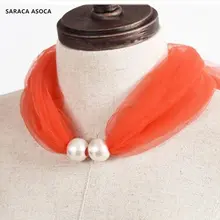 Модные яркие цвета сетки Поддельные Воротник для женщин кружево Бисероплетение нагрудник для девочек галстук дамы кольцо шарф