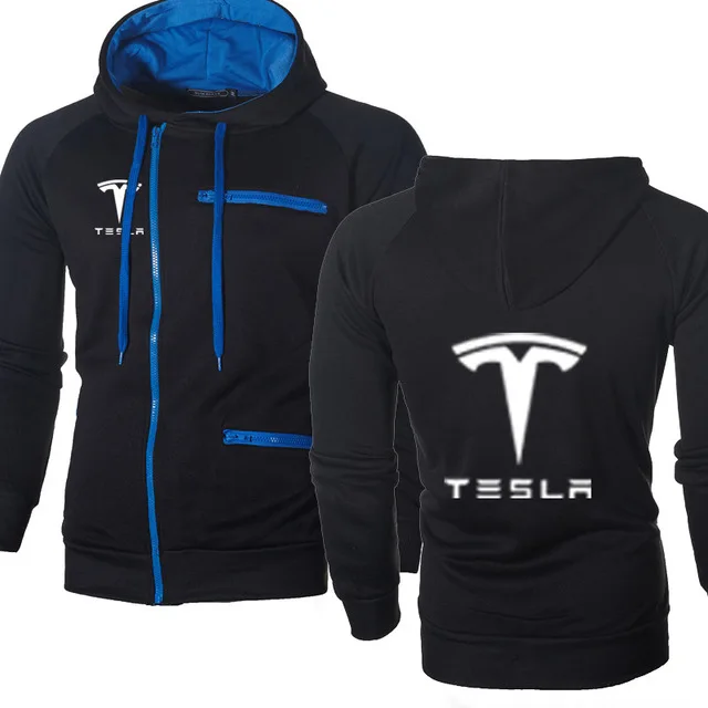 Мужская куртка для Tesla с логотипом автомобиля, повседневная, хип-хоп, Harajuku, с длинным рукавом, флисовая, теплая, с капюшоном, толстовки на молнии для мужчин