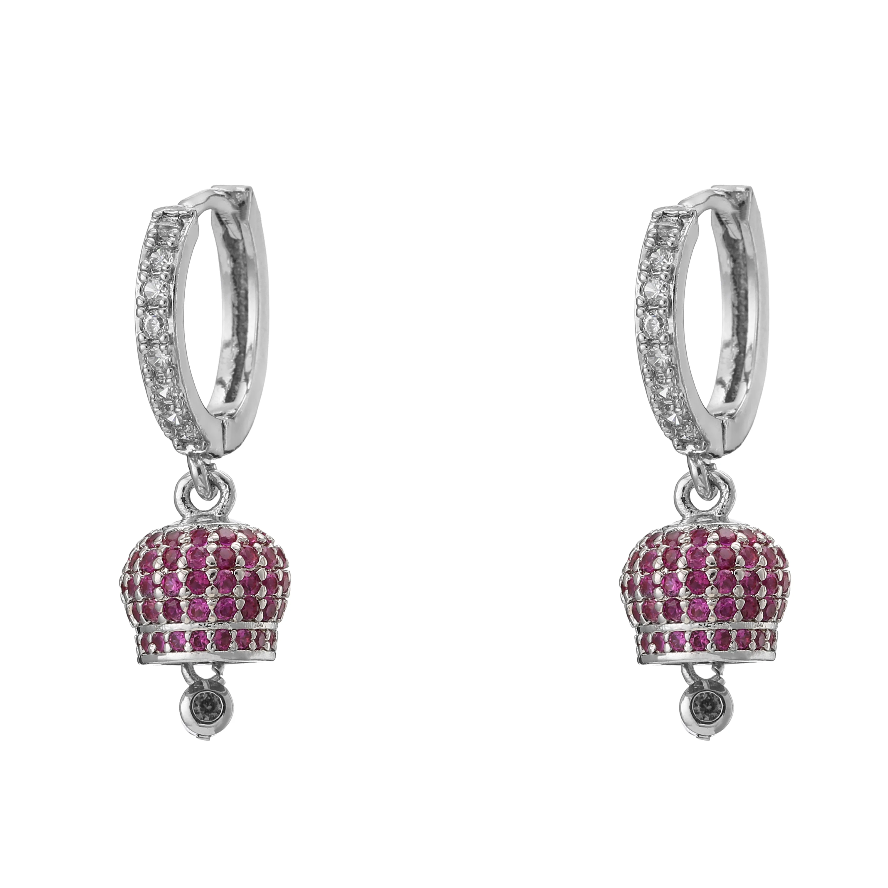Orecchini A Cerchio In Argento 925 Con Cristalli Multicolori E Perla - Design Ovale Con Strass E Zirconi, Ipoallergenici