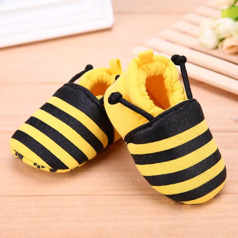 Casual Shoes Cute Cartoon Yellow Bee Pattern Newborn Baby Infant Shoes Elastic Band Soft First Walker