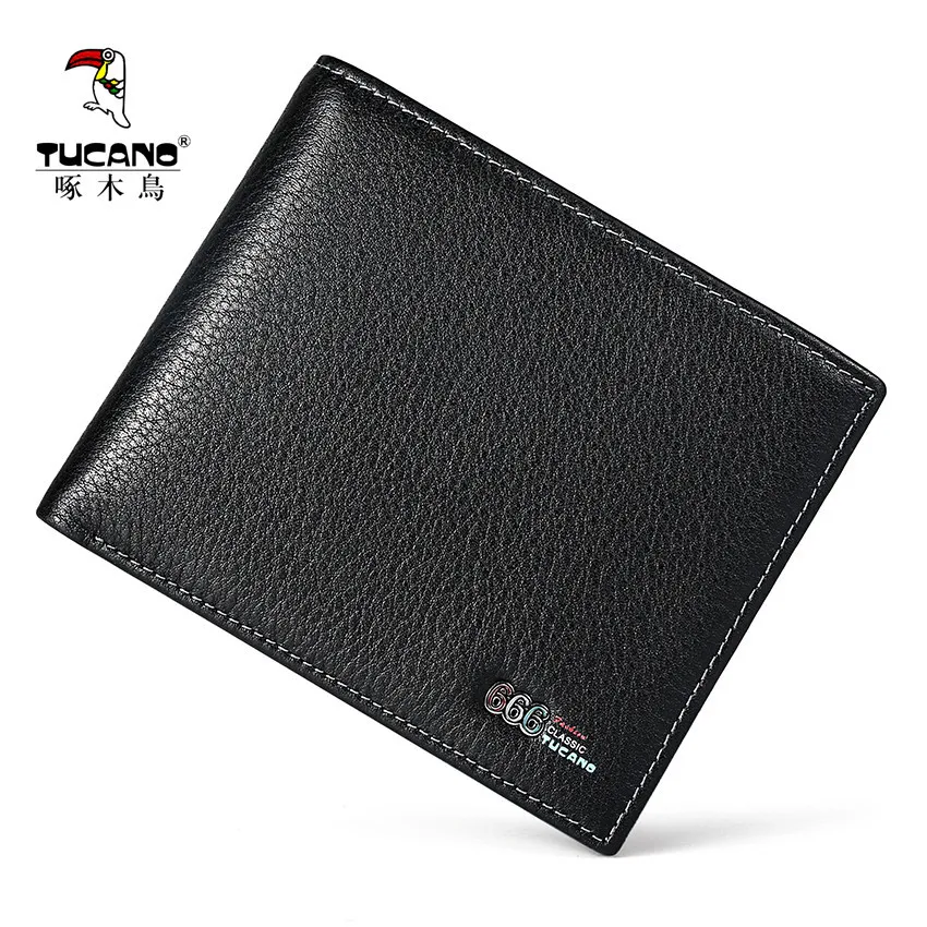 

TUCANO Short Wallet Young MEN'S Students Cool Korean-style Creative Cool Leather Wallet New Style Cowhide Cross Wallet