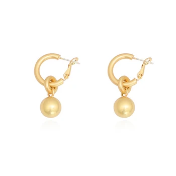 

2020 new trendy simple atmosphere metal matte texture ball earrings ladies gift jewelry customization