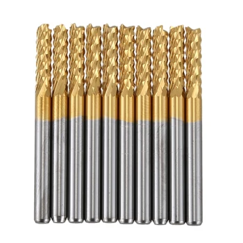 

3.175mm 10PCS Coated Strawberry PCB Milling Cutter Corn Tooth Metal Tungsten Carbide CNC Engraving Router Woodworking