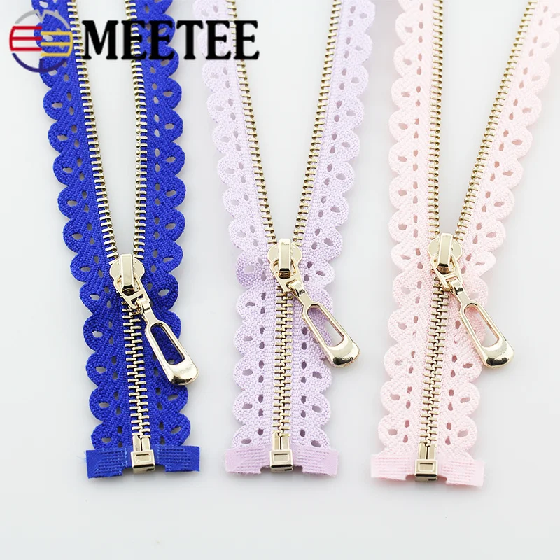 Meetee 2 шт. 3#50/60 см металлическая молния кружевной ткани золотые зубы открытого конца молния багаж для одежды Швейные аксессуары для украшения AP569