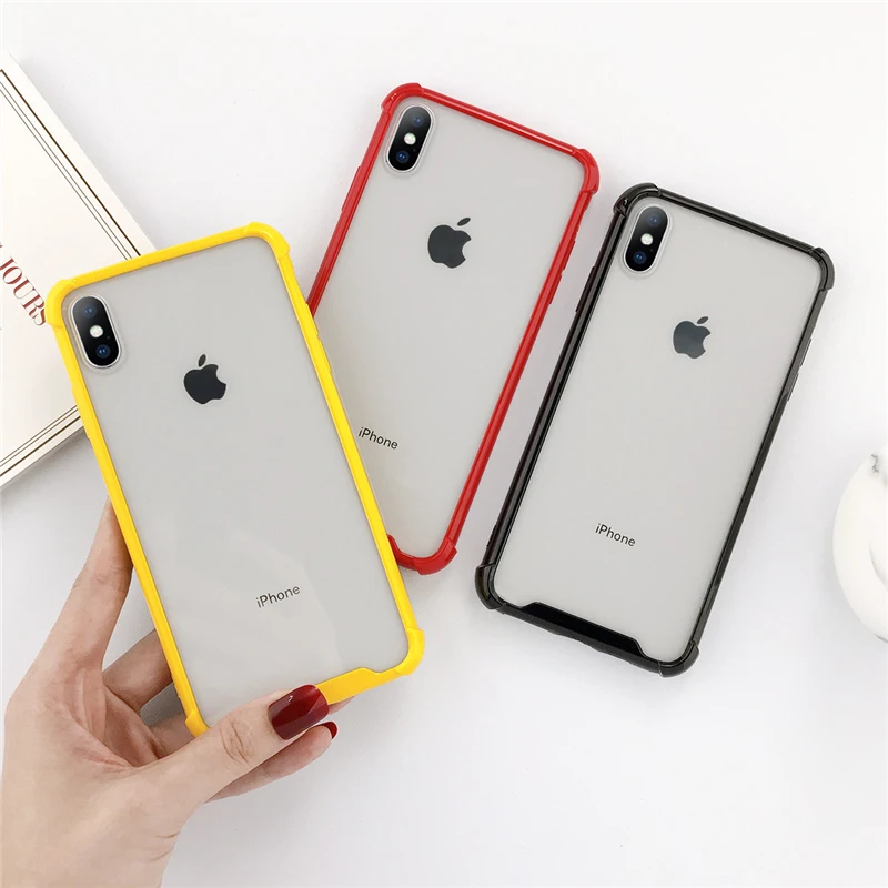 

moskado Anti-knock Mobile Phone Cases Cover For iPhone X XR XS MAX 7 8 7Plus Candy Color Frame Case Hard Back Cover For iPhone X
