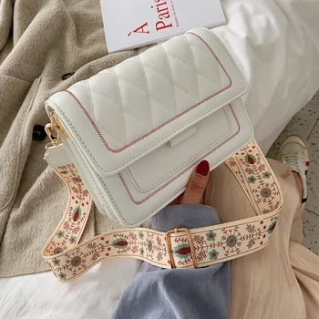 

Small bag woman 2019 new rhombus broadband embroidered thread lady small square bag fashion one shoulder bag