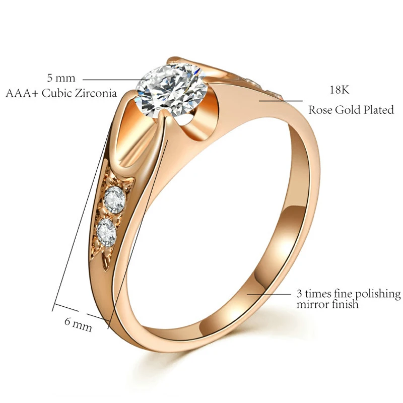B Rose gold Модное кольцо с кубическим цирконием для женщин, свадебная помолвка Белое золото/розовое золото, кольца, ювелирные изделия - Цвет основного камня: B Rose gold