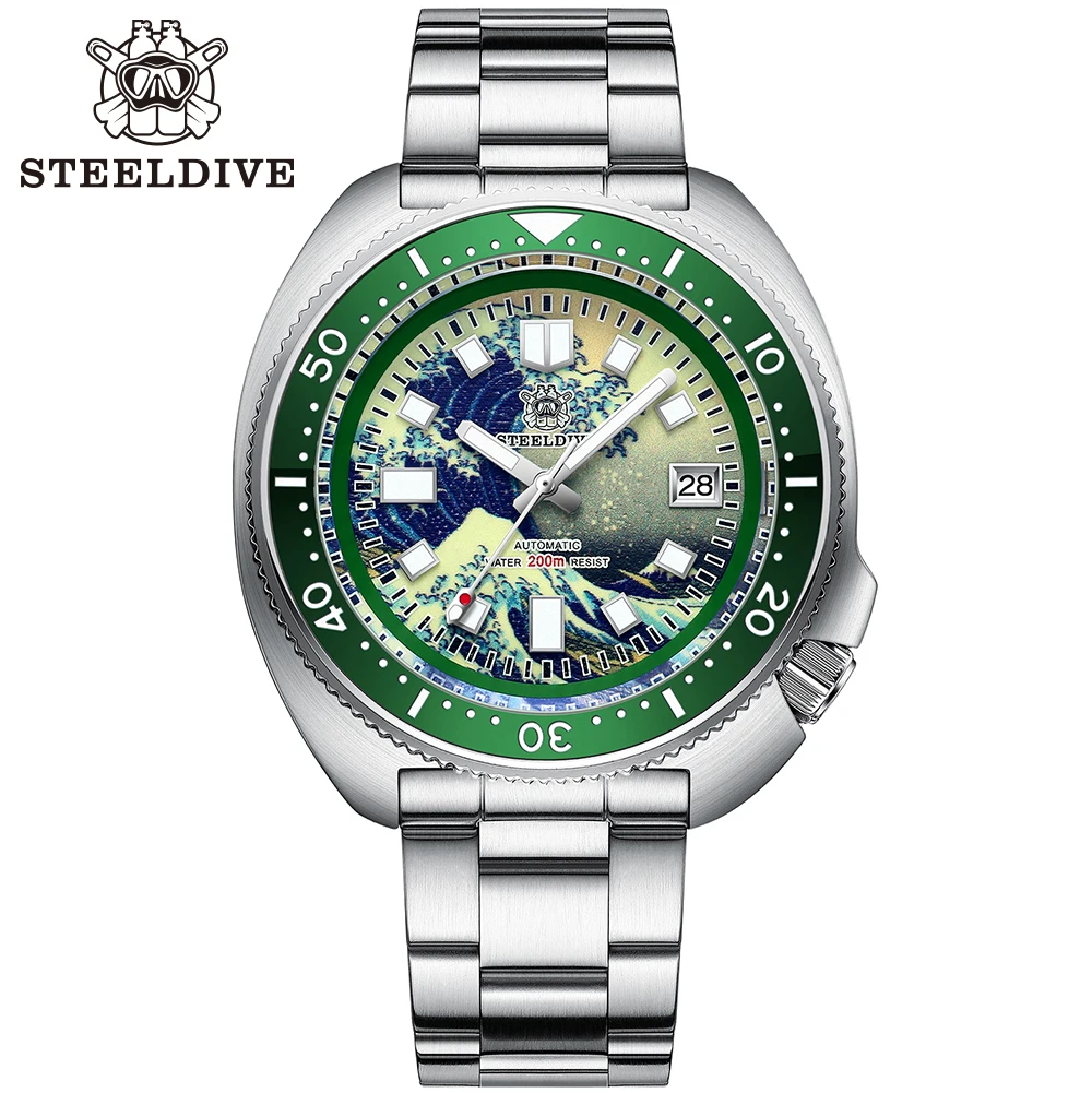 Фото Часы STEELDIVE SD1970 для дайвинга с автоматической застежкой, сменный Браслет с полностью матовой подвеской, складная застежка, 20 мм №5